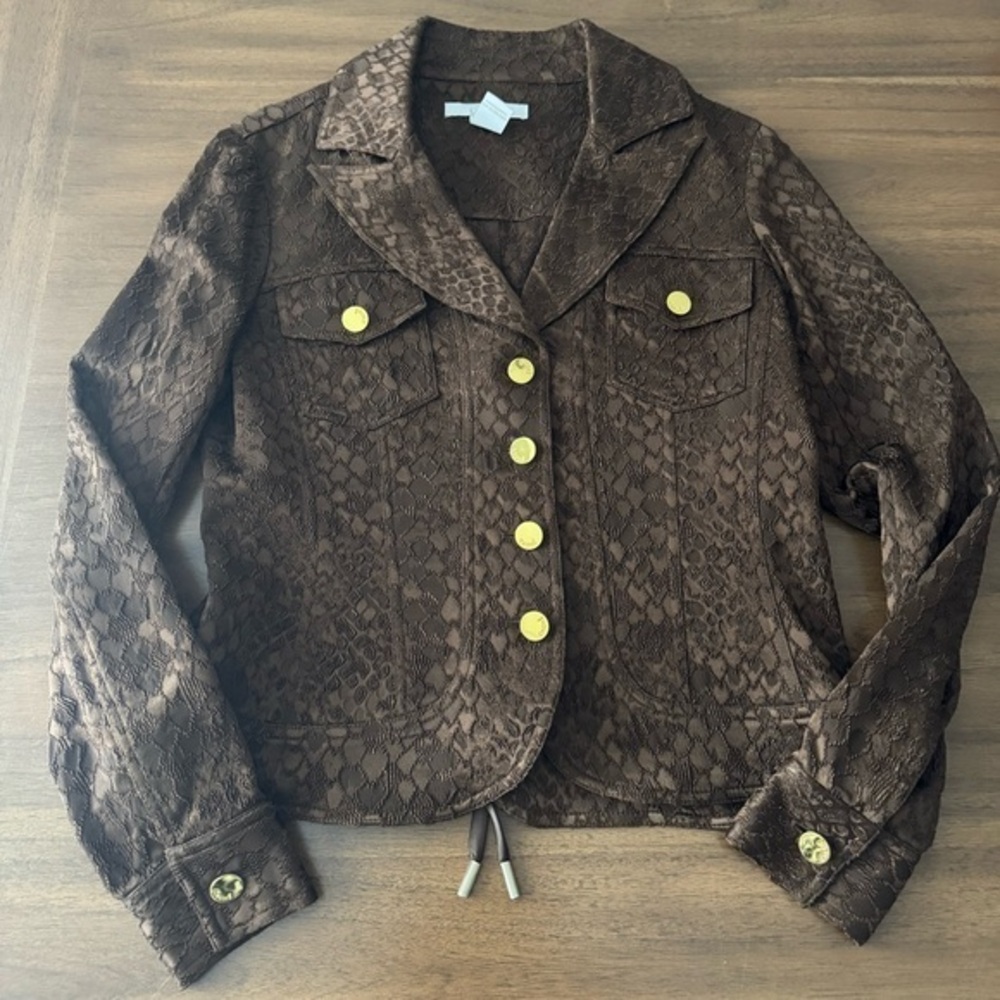 Cache Luxe Brown Textured Women's Jacket and Pants Sm/0